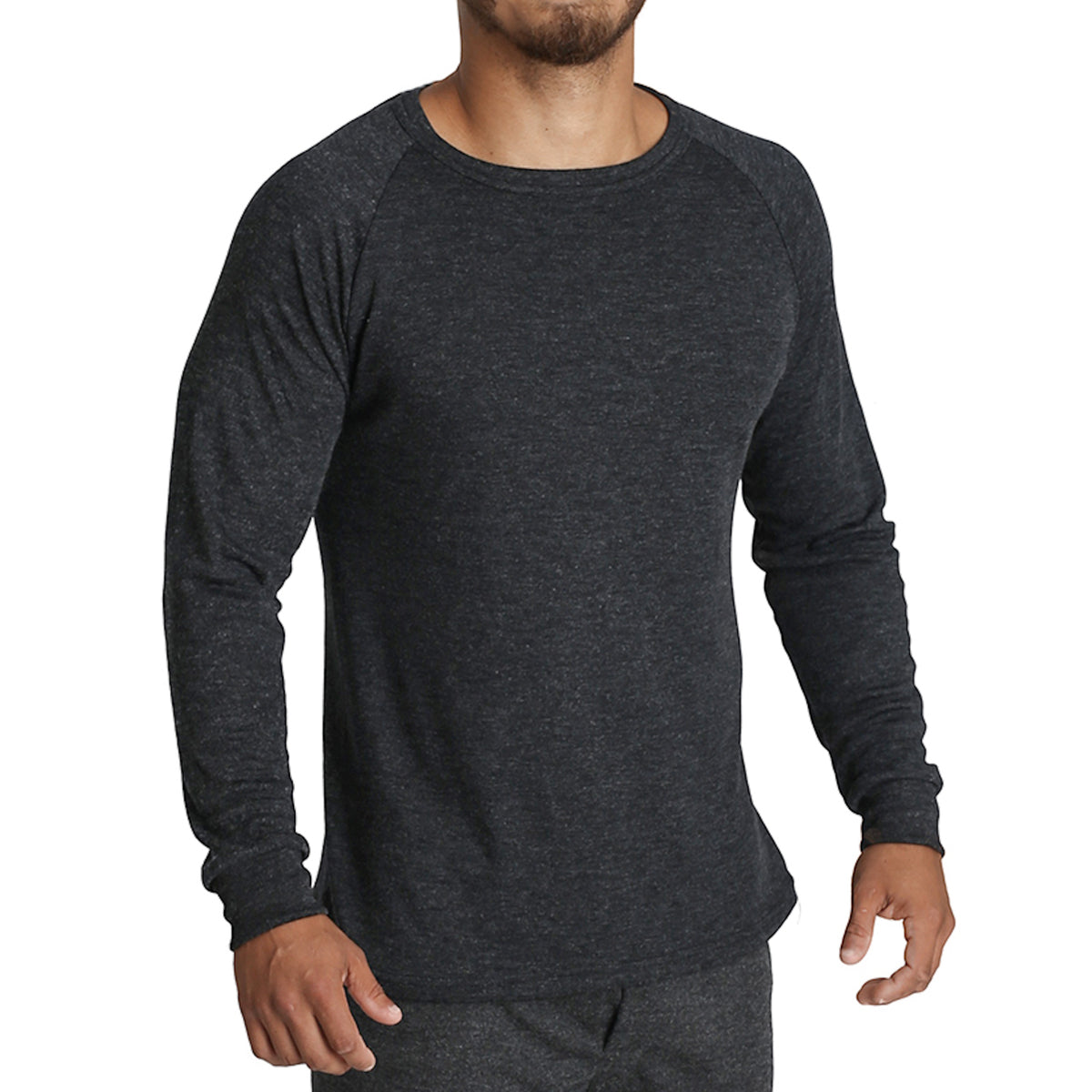 Mens Merino Wool Blend Thermal Top Long Sleeve Base Layer Underwear - Black - 5XL