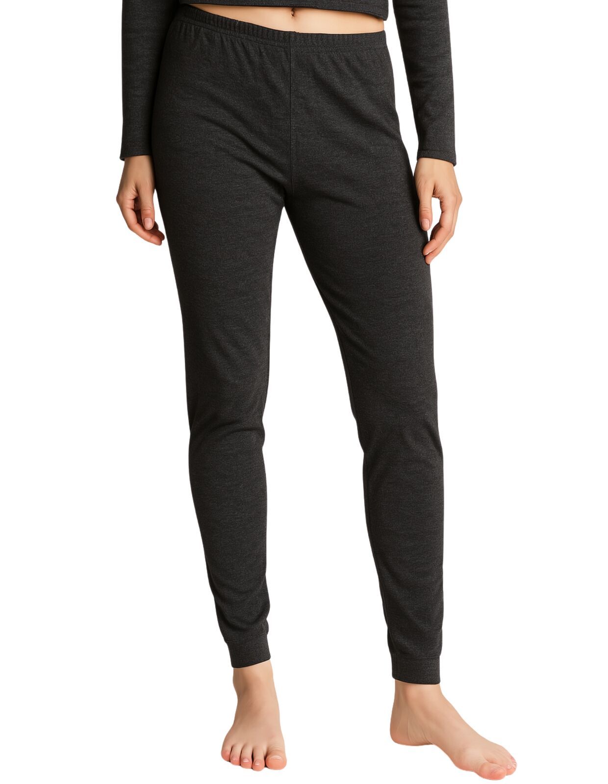 Womens Merino Wool Blend Long Janes Thermal Underwear Layer Thermals Leggings Pants - Black - 12-14