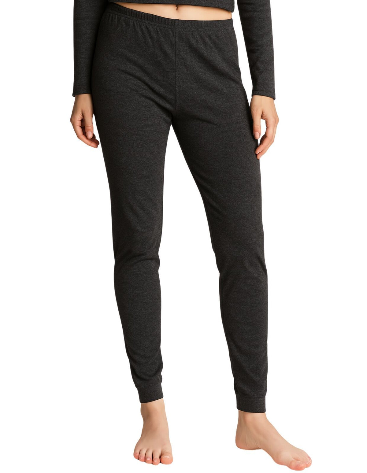 Womens Merino Wool Blend Long Janes Thermal Underwear Layer Thermals Leggings Pants - Black - 20-22