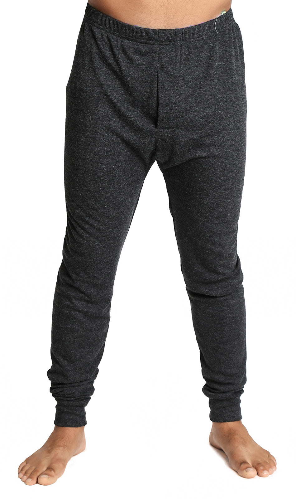 Mens Thermal Long John Pants Merino Wool Blend Base Layer Winter Warm - Black - M
