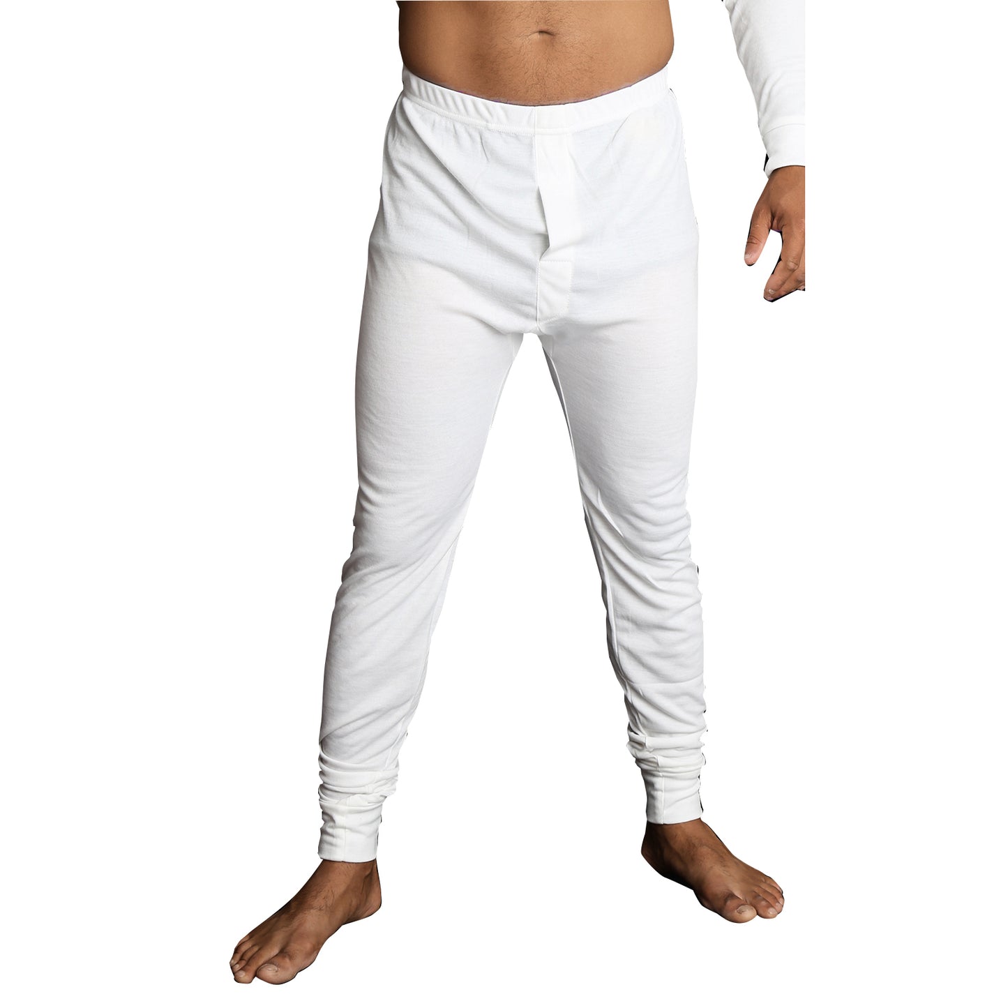 Mens Thermal Long John Pants Merino Wool Blend Base Layer Winter Warm - Beige  - 4XL