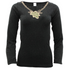 Womens Merino Wool Blend Thermal Top Long Sleeve V Neck Spencer Warm - Black - 20-22