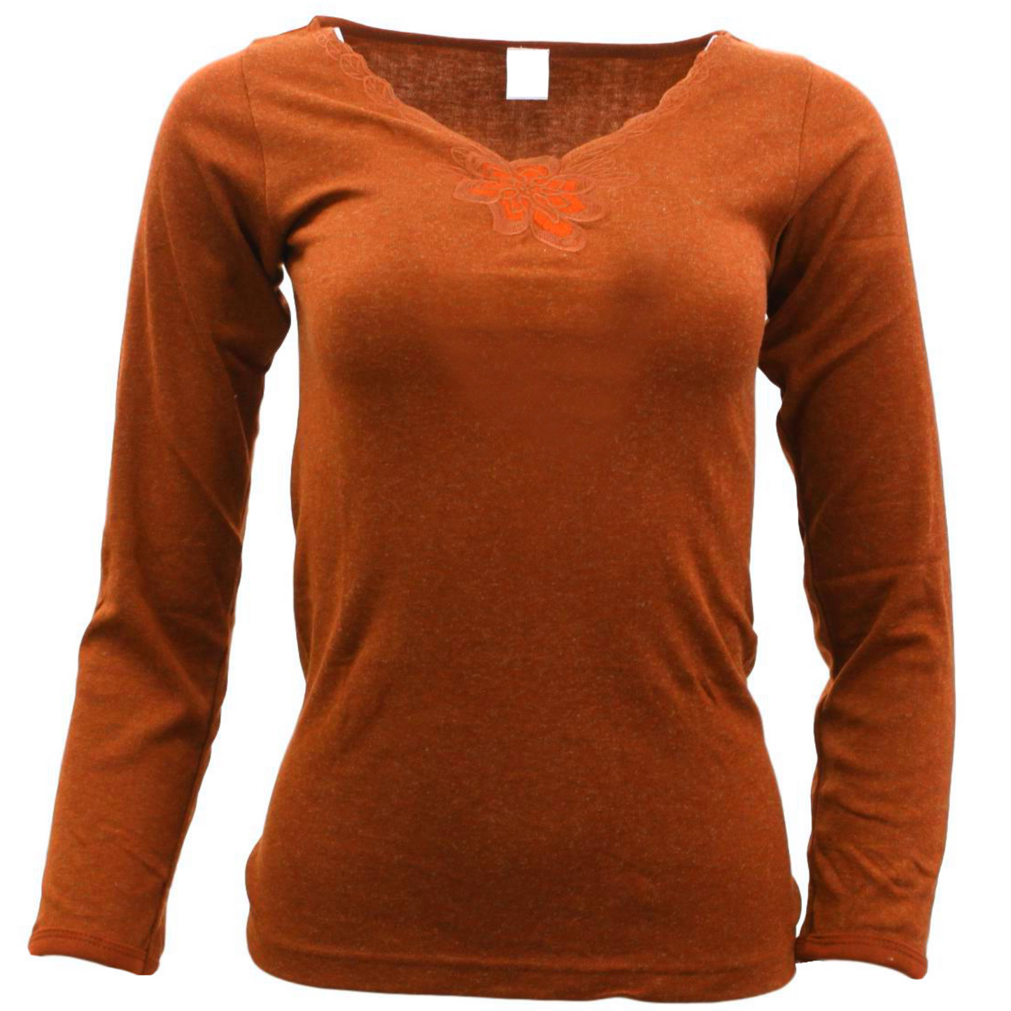 Womens Merino Wool Blend Thermal Top Long Sleeve V Neck Spencer Warm - Burgundy - 20-22