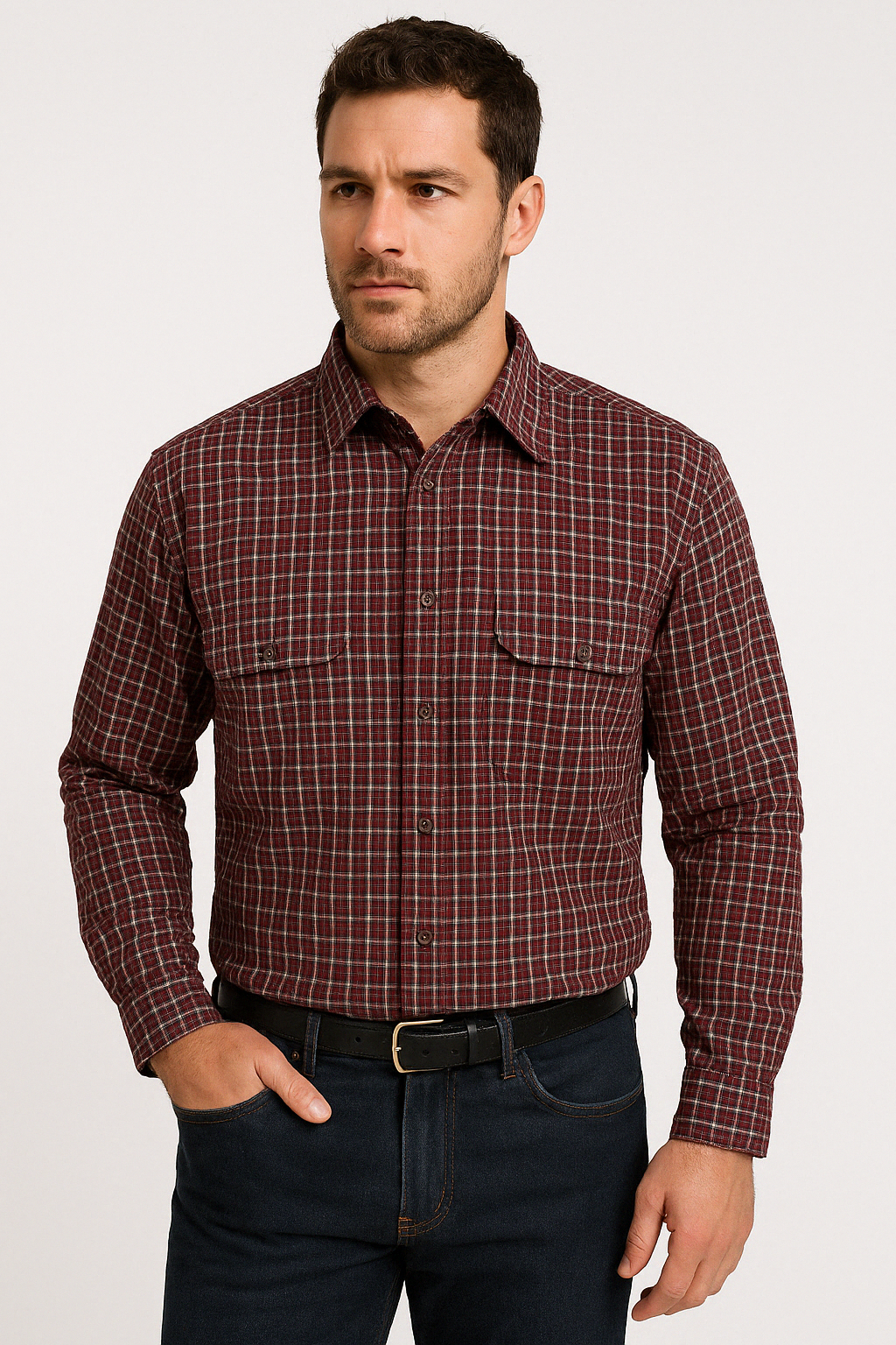 BISLEY SEERSUCKER SHORT SLEEVE SHIRT Plus King Size Work Cotton Blend Check - M