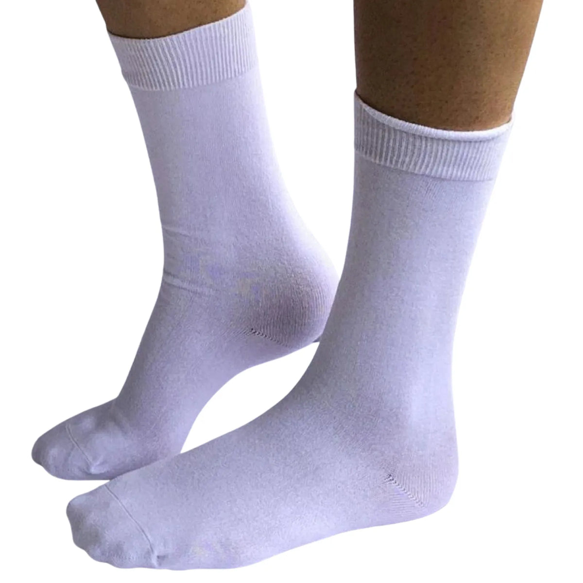 1 Pair Bamboo Derived Loose Top Socks Diabetic Style Comfort Circulation - White - 2-8
