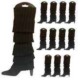 12x LEG WARMERS Knitted Womens Costume Neon Dance Party Knit 80s BULK - Black