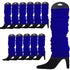 12 LEG WARMERS Knitted Womens Neon Party Knit Ankle Fluro Dance Costume 80s BULK - Royal Blue