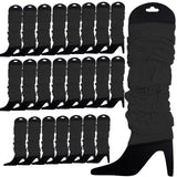 24 LEG WARMERS Knitted Womens Neon Party Knit Ankle Fluro Dance Costume 80s BULK - Black