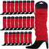 24 LEG WARMERS Knitted Womens Neon Party Knit Ankle Fluro Dance Costume 80s BULK - Red