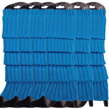 6x Womens Leg Warmers Disco Winter Knit Dance Party Crochet Legging Socks Costume - Topaz Blue