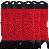 6x LEG WARMERS Knitted Womens Neon Party Knit Ankle Fluro Dance Costume 80s BULK - Red