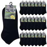 24x COTTON ANKLE SOCKS Sport Low Cut Mens Womens Running  BULK Anklet - Black - 2-8