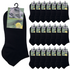 24x COTTON ANKLE SOCKS Sport Low Cut Mens Womens Running  BULK Anklet - Black - 2-8