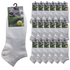 24x COTTON ANKLE SOCKS Sport Low Cut Mens Womens Running  BULK Anklet - White - 6-11