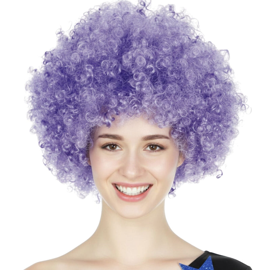 Mens DELUXE AFRO WIG Curly Hair Costume Party Fancy Disco 70s 80s Dress Up - Purple