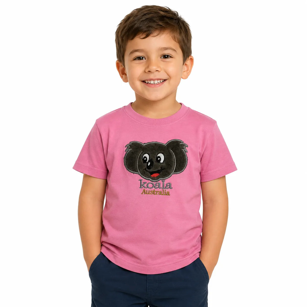 Kids KOALA AUSTRALIA T Shirt Tee Souvenir Gift Childrens Child 100% Cotton Top - Light Pink - 2