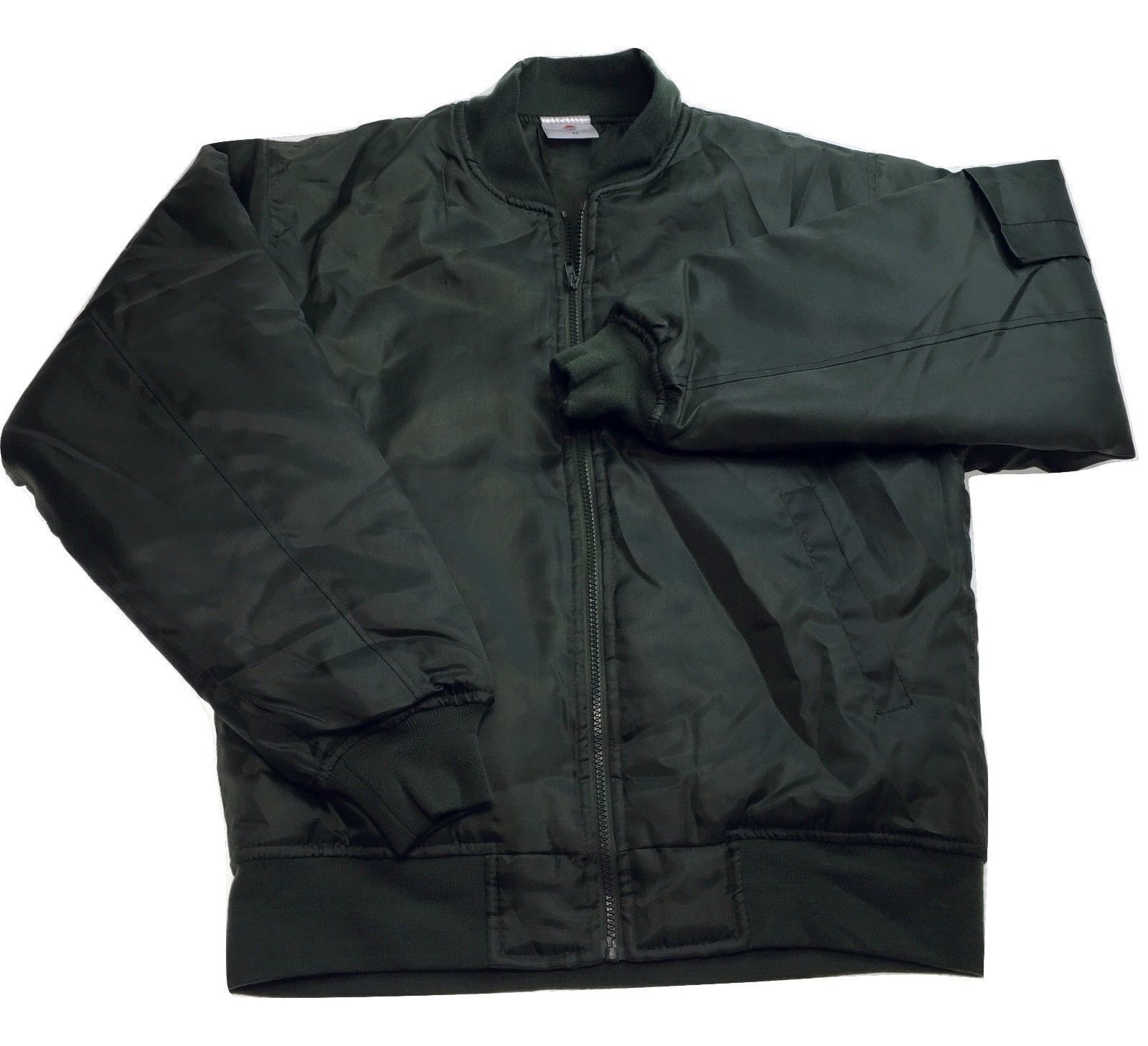 Plus Size Quilted Jacket Zip Up Classic Padded Flight Flying Winter Big & Tall - Bottle Green - 6XL