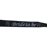 Hens Night Satin Sash Bridal Party Girls Wedding Bride To Be Accessory - Black