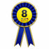 Kids Birthday Badge Rosette with Ribbon Party Favour Fancy Dress - Age 8 Blue