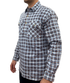 Mens Flannelette Long Sleeve Pullover Shirt 100% Cotton Flannel - Half Placket - Blue Check - M