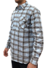 Mens Flannelette Long Sleeve Pullover Shirt 100% Cotton Flannel - Half Placket - Sky Blue/Grey Check - M