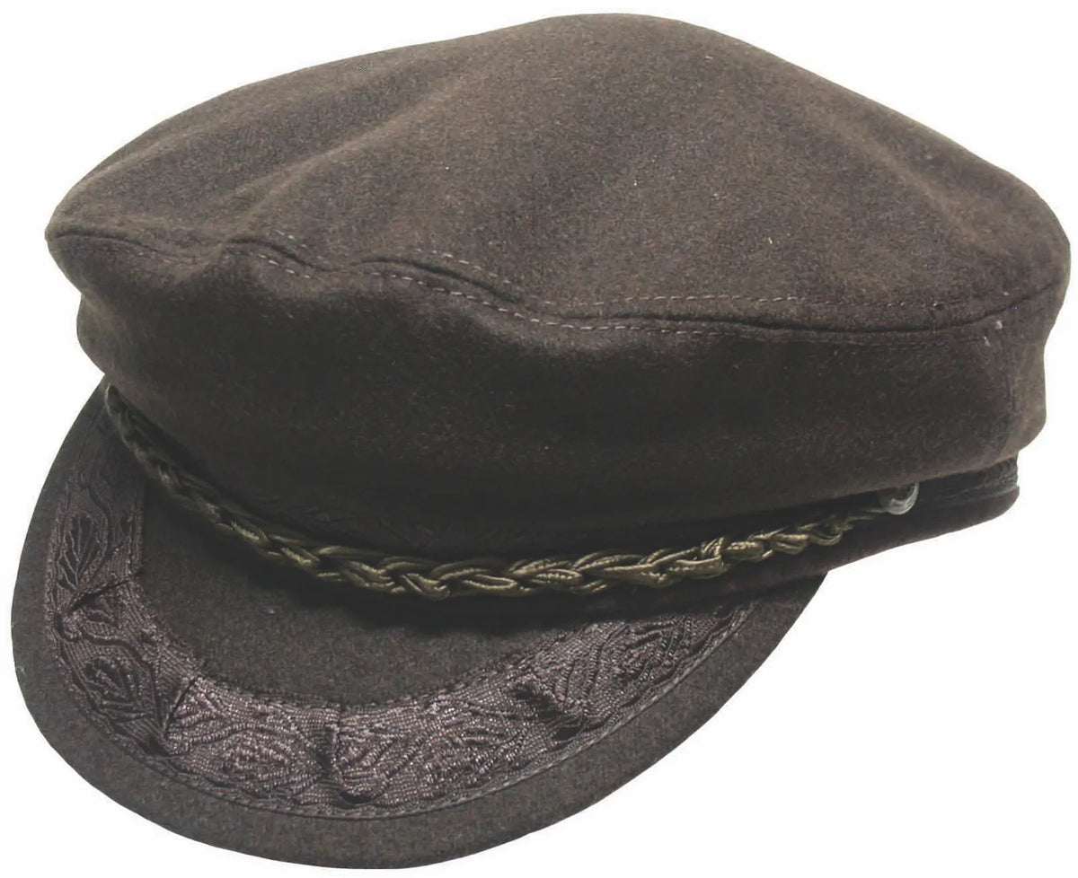 GREEK FISHERMAN Cap Hat Winter Wool Blend MADE IN GREECE Classic Ivy Sailor - Brown