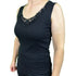 Ladies Sleeveless Singlet Top Womens Summer Basic Tank Shirt Lace Motif Front - Black - 18-20