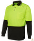 Hi Vis Long Sleeve Polo Shirt Safety Workwear Fluro Breathable UPF 50+ - Yellow - L