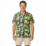 Mens Oahu Hawaiian Party Shirt Button Hippie Tops Short Sleeve Beach Holiday - Water Colour