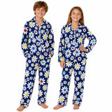 Kids Flannelette Pyjamas 100% Cotton Winter PJ Set - Daisy Brights - 1