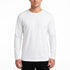 Mens 100% Cotton Long Sleeve T Shirt Plain Basic Slim Fit Tee Casual Top - White - XL