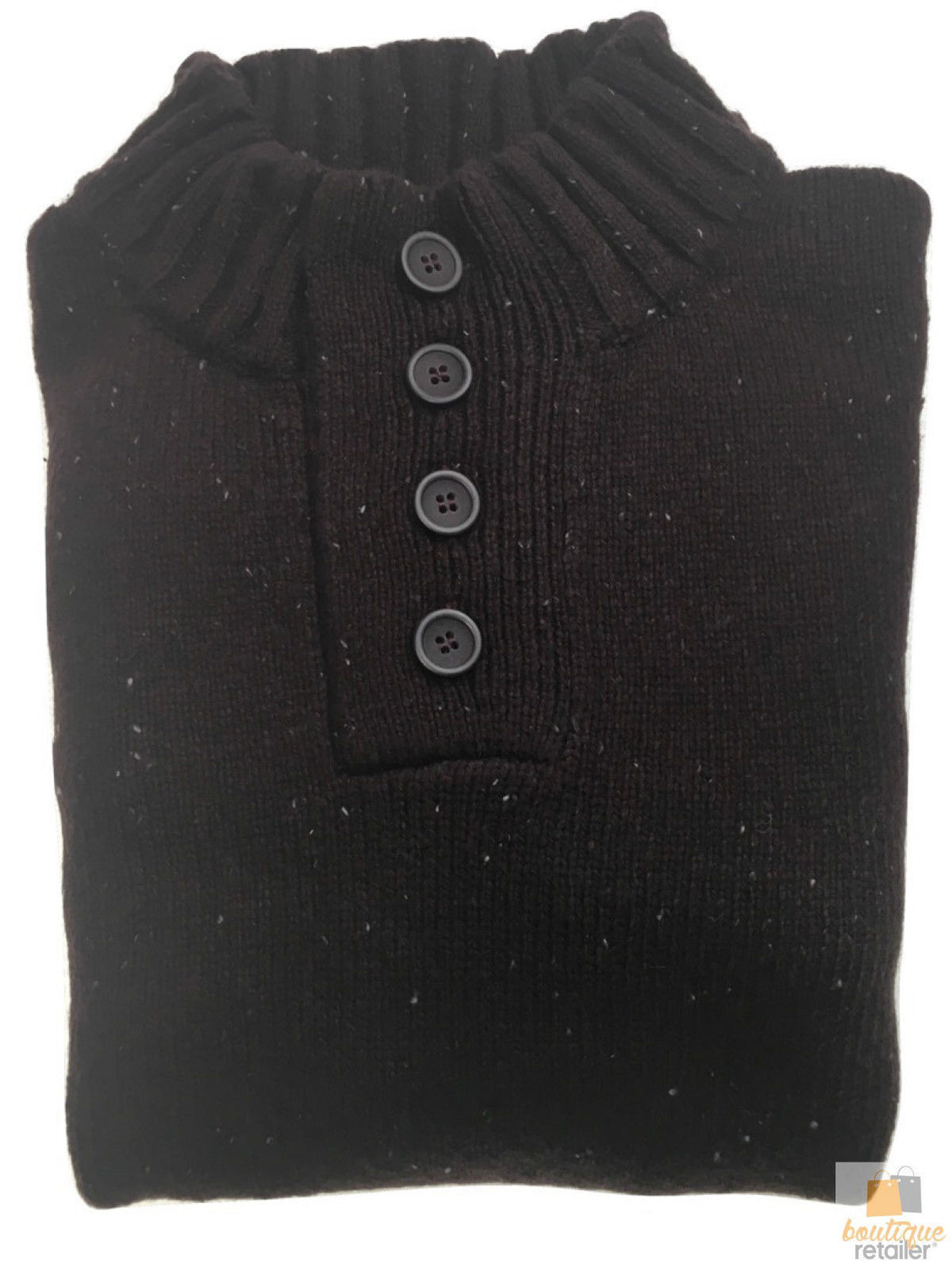 Mens Knit Jumper Pullover Sweater Knitted Casual Stretch Warm Winter  - 4 Button Mulberry 94 (KW16) - M