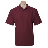 Mens Polo Top Shirt Plain Casual Short Sleeve Pique Knit Basic UPF Rated T-Shirt - Burgundy  - M