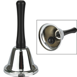 SANTA BELL Jingle Claus Wooden Handle Bells Rattles Christmas Xmas - Silver