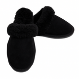 Sheepskin Wool Womens Slippers Scuffs Slip On Winter Ugg Slippers in Black - 6