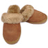 100% Sheepskin Moccasin Slippers Winter Genuine Scuffs Slip On Mens Womens - Chestnut (with fur) - 6