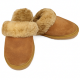 Sheepskin Wool Womens Slippers Scuffs Slip On Winter Ugg Slippers in Chestnut - 8