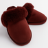 Sheepskin Wool Womens Slippers Scuffs Slip On Winter Ugg Slippers in Burgundy/Red - 9