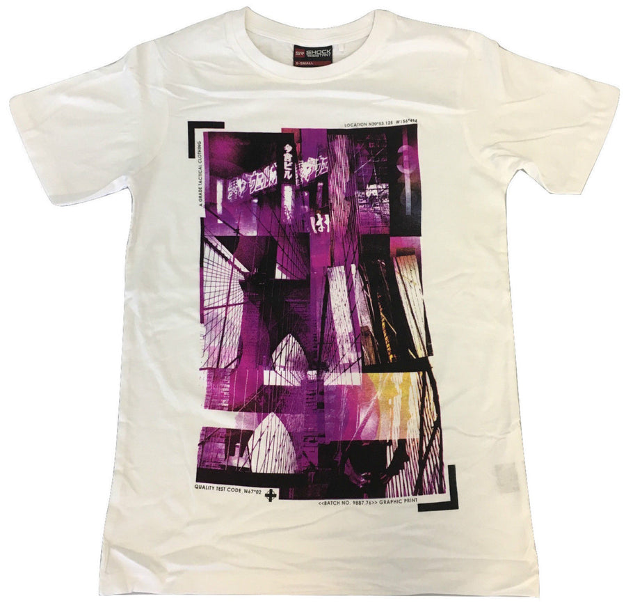 100% Cotton T-Shirt with Print Design Slim Fit Basic Tee Top XS-XXL - White - X-Small