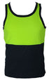 Hi Vis SINGLET Work Wear Safety Tank Top Fluro Micro Mesh UPF50+ High Visibility - Lime - XX-Large