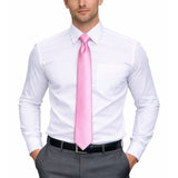 Mens Skinny Tie Slim Plain Polyester Necktie Formal Wedding Party - Light Pink