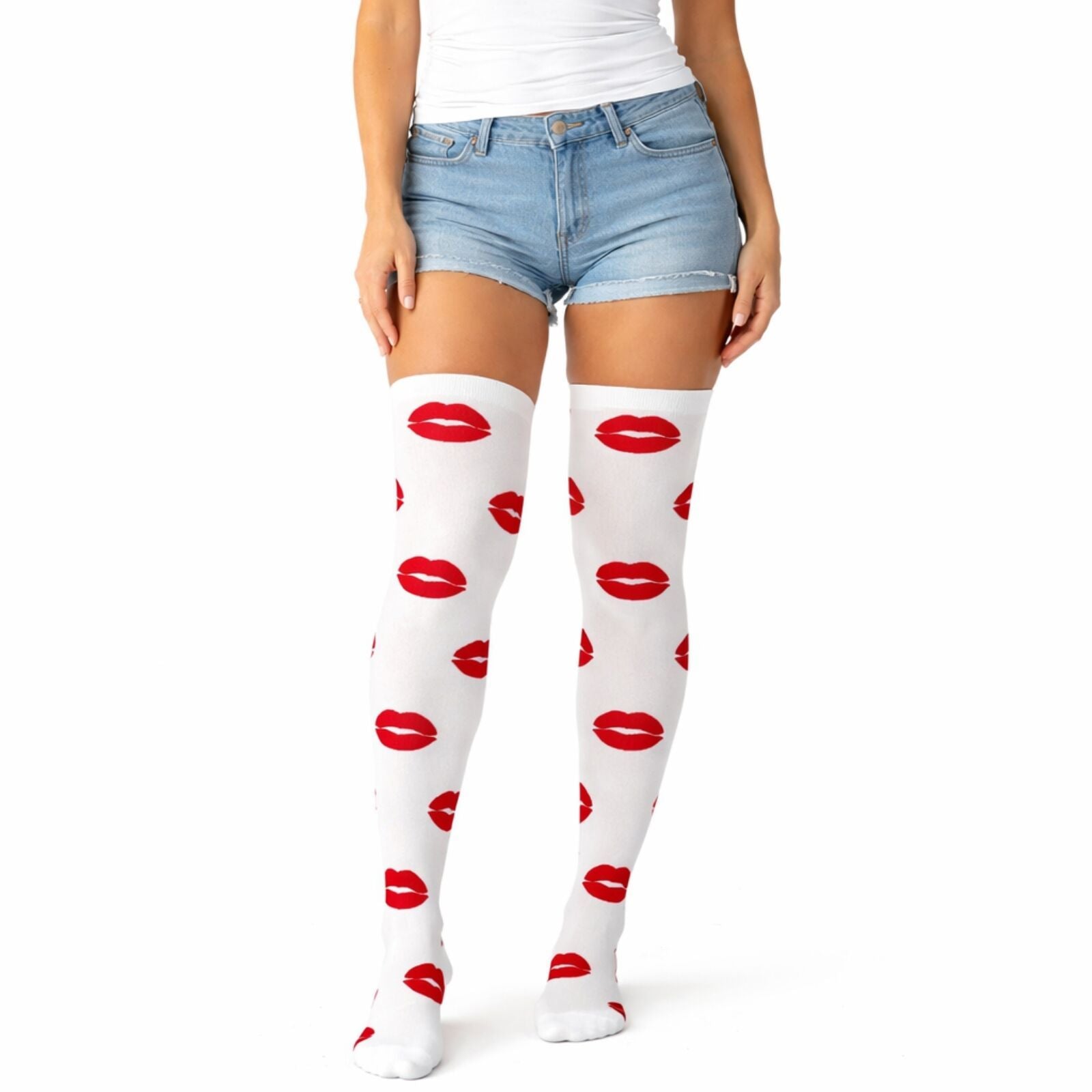 Over Knee Stay Up Stockings Hosiery Party Costume Socks - Lips