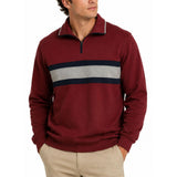 Mens Half Zip Fleece Jumper Pullover Cotton Polyester Blend Warm Sweater - Red - L