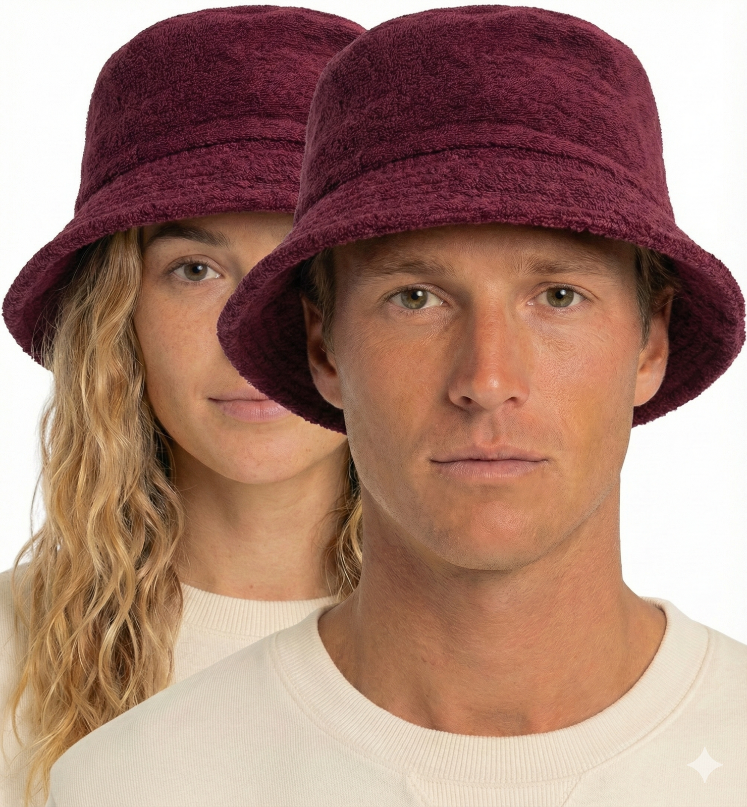 100% Cotton Terry Towelling Bucket Hat Daggy Fishing Camping Lad Cap in Burgundy - X-Large