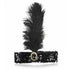 WIDE FLAPPER HEADBAND Feather Sequin Costume Gatsby Charleston Headpiece 1920s - Black