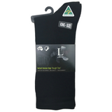 AUSTRALIAN MADE Wool Loose Top Socks Wide Top Comfort High Quality Tough Toe - Black - 6-10