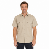 BISLEY SHORT SLEEVE SHIRT Everyday Casual Business Work Cotton Blend in Beige (Size S)