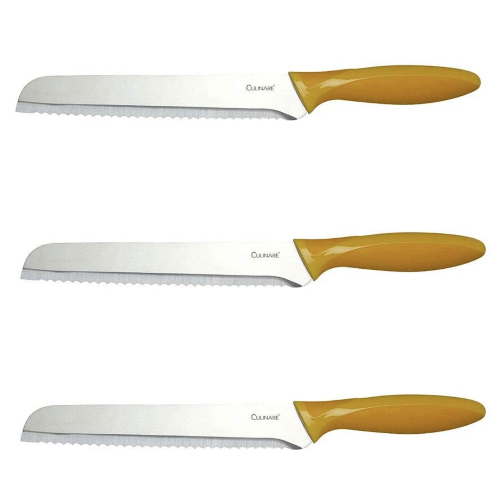 3Pc Set 20.5cm Culinare Bread Knife Stainless Steel Kitchen Chef with Cover (Great for Sourdough)