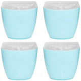 4x Oval Swing Top Waste Rubbish Bin Acrylic Lightweight Compact Bathroom Office in Blue
