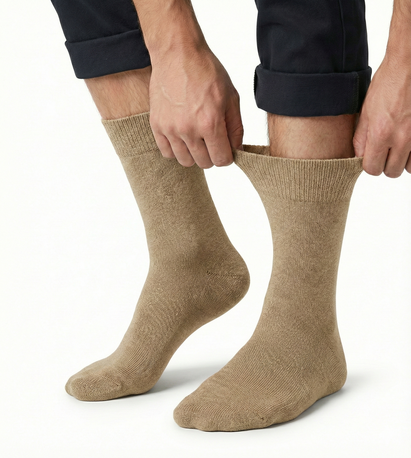 1x Pair COTTON Rich LOOSE TOP SOCKS Circulation Diabetic Comfort in Beige - 6-11